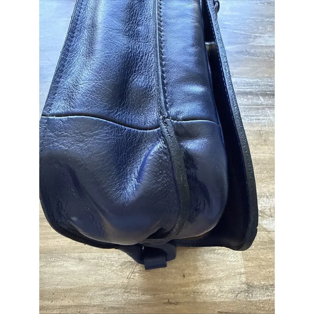 Patricia Nash Discovery Valeria Saddle Bag Navy Woven Leather LE NWT D398226